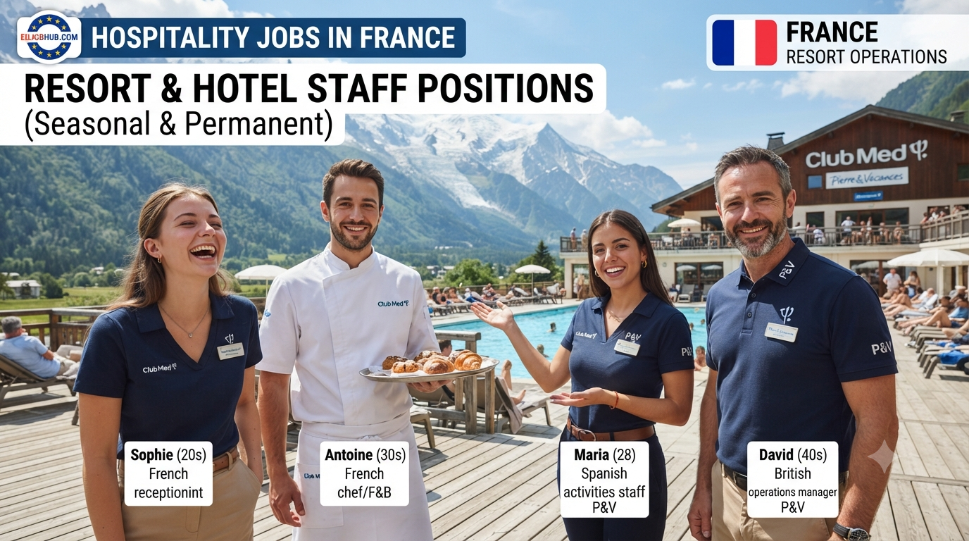 Hospitality Jobs in France – Resort & Hotel Staff Positions. Seasonal and permanent opportunities with Club Med and Pierre & Vacances